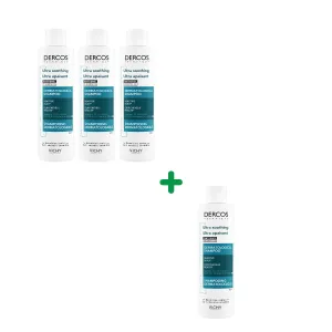 Pachet Dercos sampon ultracalmant pentru scalp sensibil gras; flacon x 200 ml; Vichy